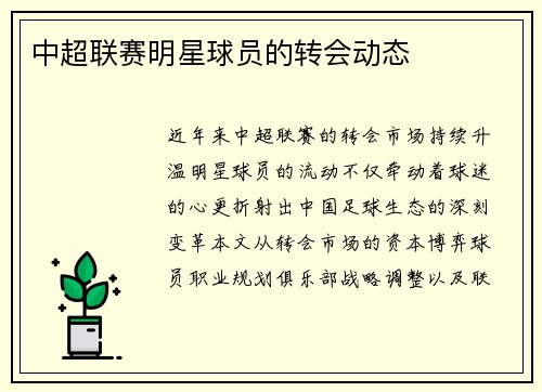中超联赛明星球员的转会动态